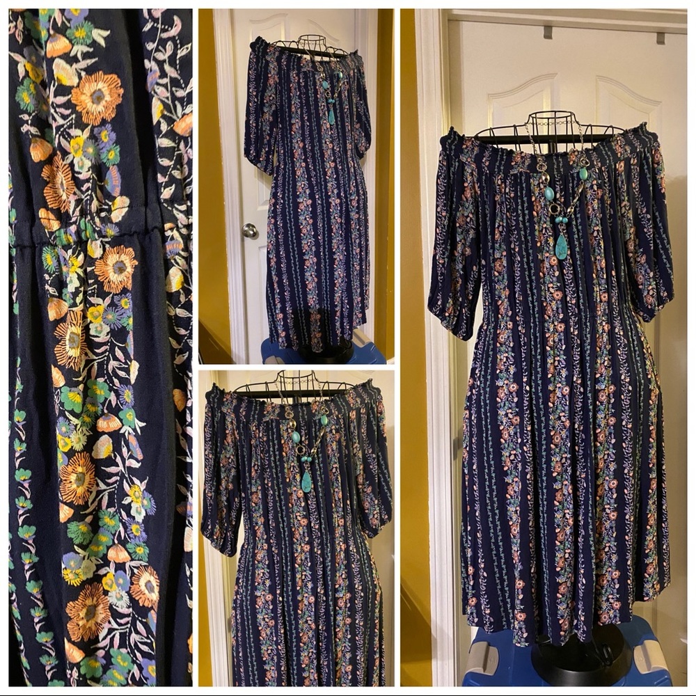 Navy Flowered Dress